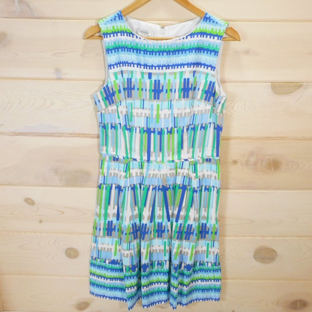 Dressbarn Womens Size 10 Sleeveless A-Line Dress Geometric Print
